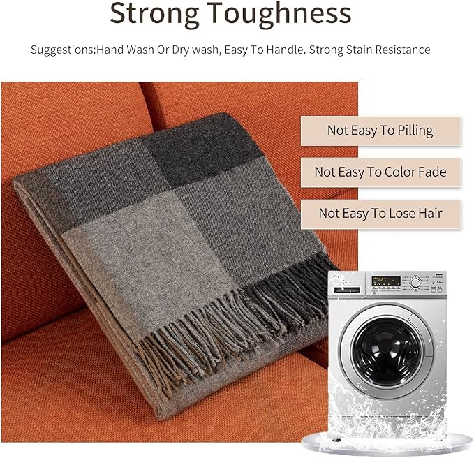 Farridoro Lambswool Fringe Lightweight Throw Blanket 51inches with 78inches All Season Use Soft T... | Amazon (US)