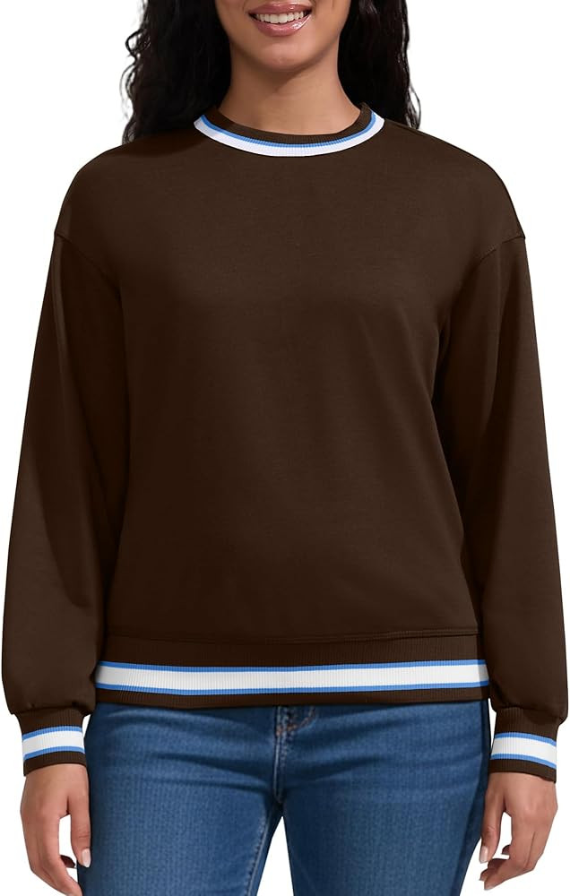 YIPINK Sweatshirts for Women Casual Long Sleeve Crewneck Contrast Color Oversized Pullover Tops | Amazon (US)