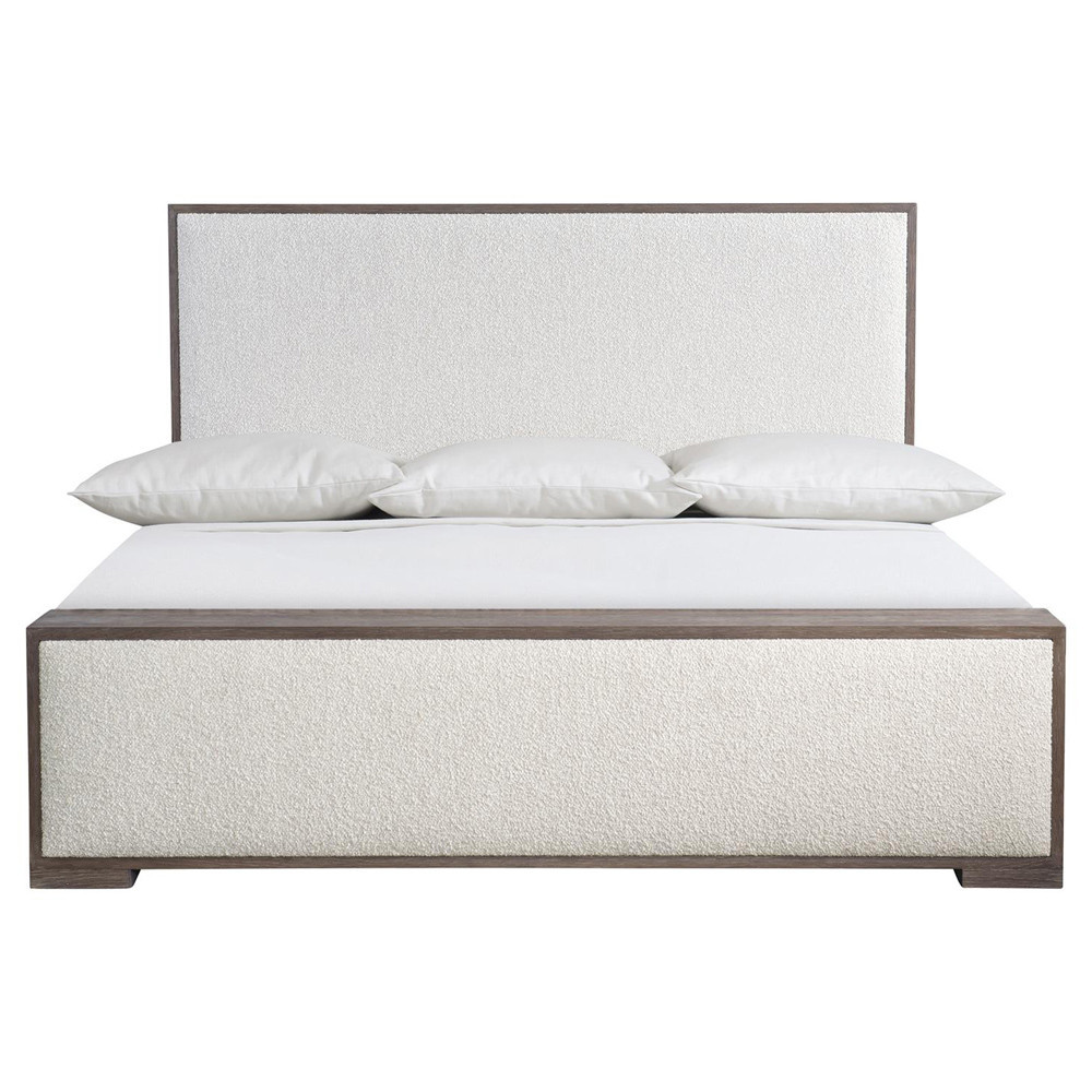 Ingrid Modern Classic Beige Boucle Upholstered Wood Bed - King | Kathy Kuo Home
