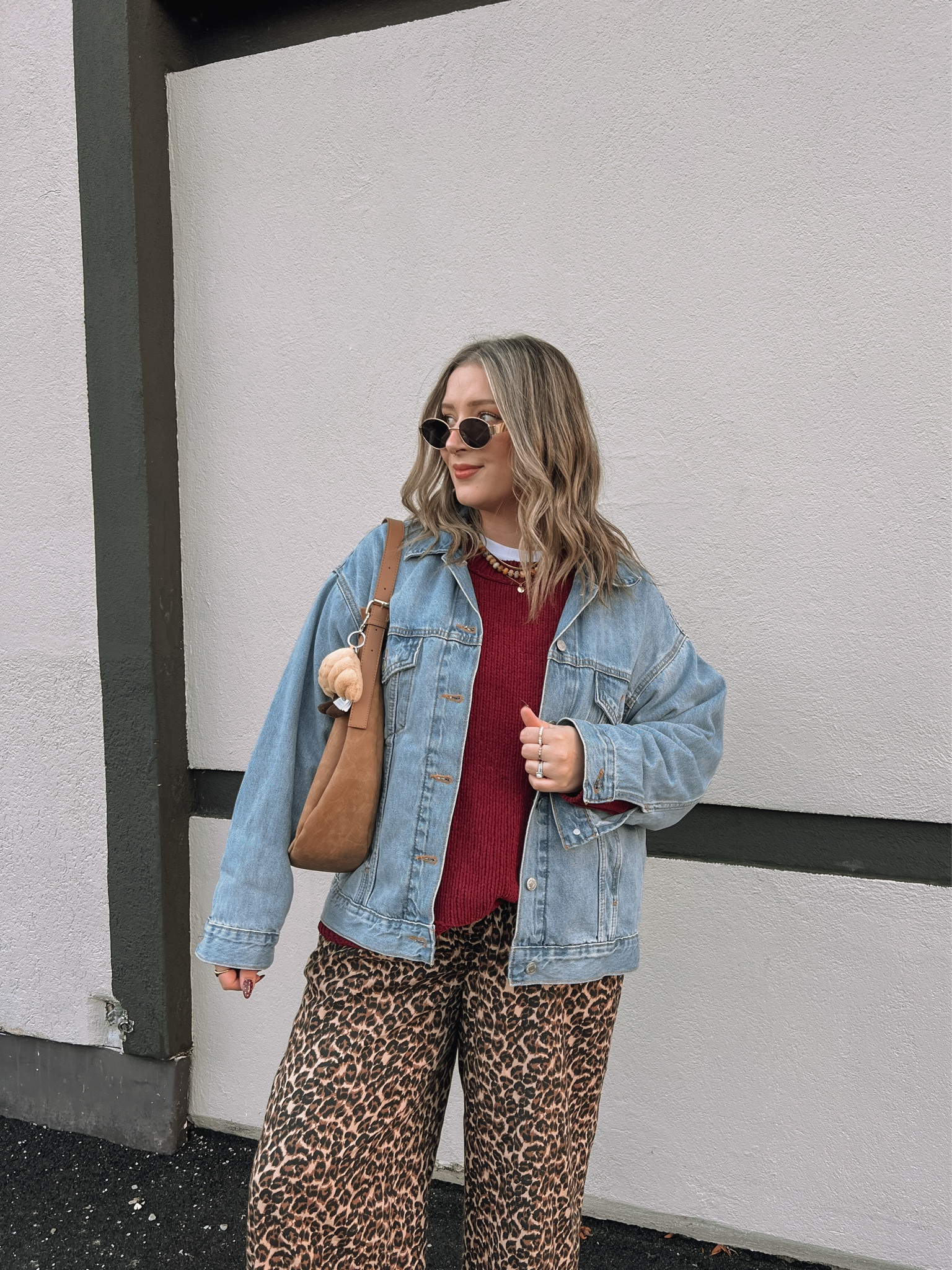 Wearing my usual size L in the burgundy sweater & white tee. Sized up to XL in the denim jacket for an oversized fit. Leopard pants are old from aerie, linked similar. Ugg look for less are so comfy and holding up so well! I’m a 9.5-10 shoe and wear a 10 in these.

#LTKsale #LTKstyletip #LTKmidsize