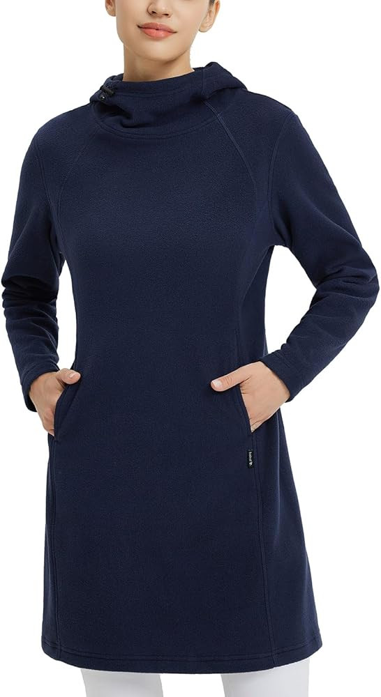 baleaf Women's Fleece Sweatshirt Dress Thermal Long Winter Fall Tunic Dresses Outfits with Pocket... | Amazon (US)