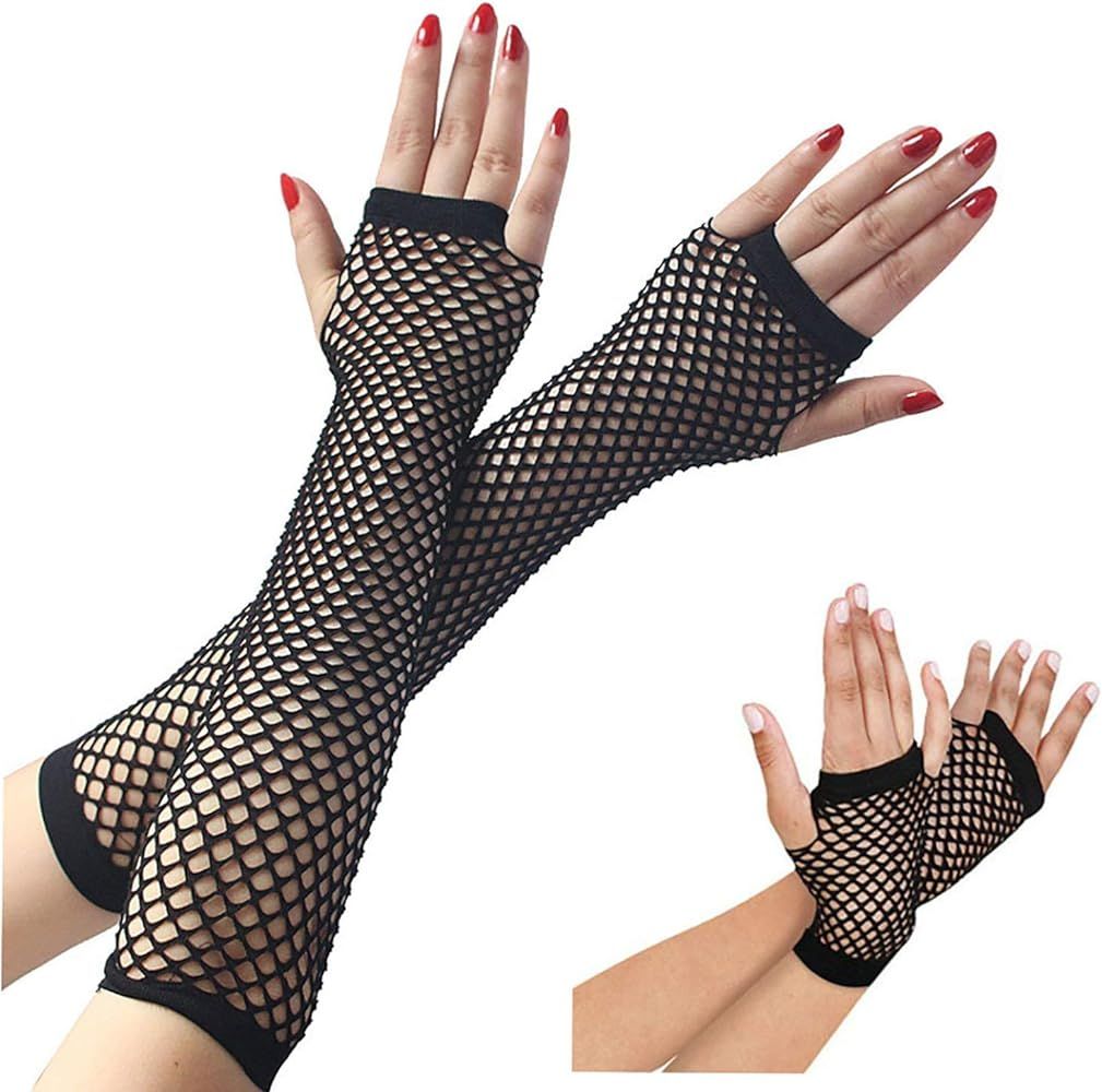 13 Styles 80s Fishnet Gloves for Women and Girls in Theme Party Costume Accessories | Amazon (US)