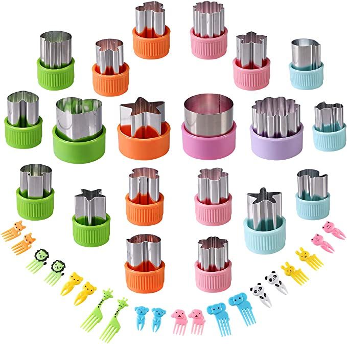 Vegetable Cutters Shapes Set, 20pcs Stainless Steel Mini Cookie Cutters, Vegetable Cutter and Fru... | Amazon (US)