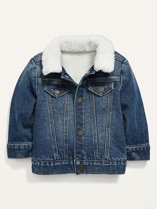 Unisex Sherpa-Lined Jean Trucker Jacket for Baby | Old Navy (US)
