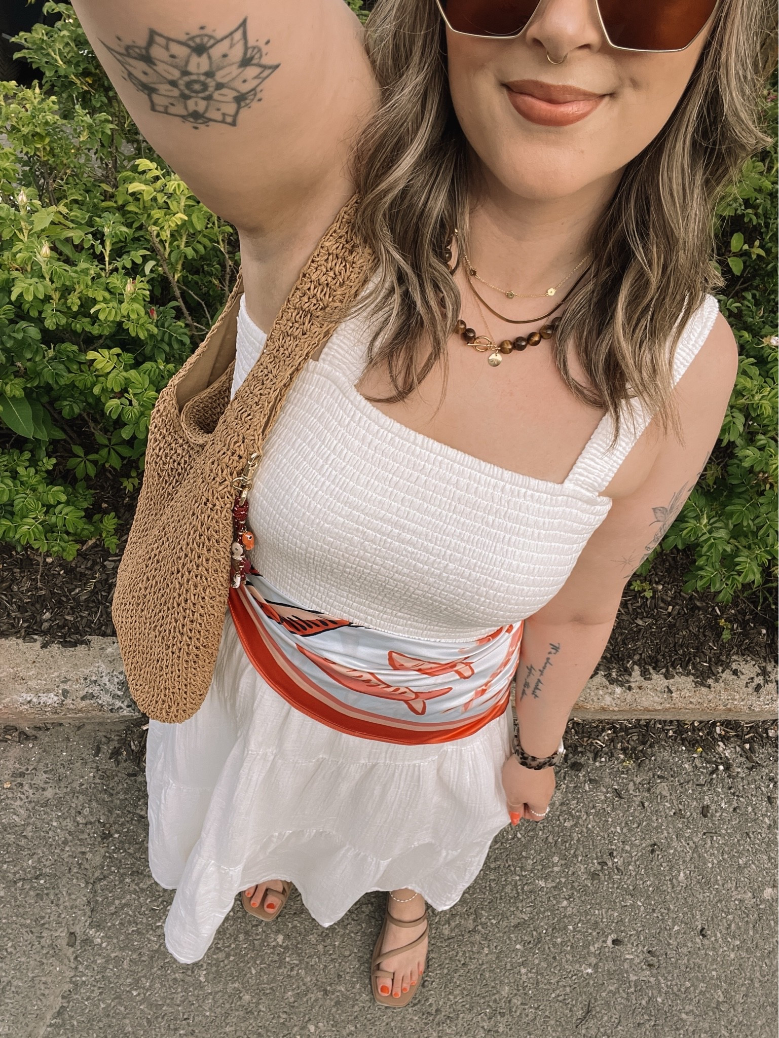 Summer date night outfit! Wearing my usual L in the white maxi dress. Crocs sandals are super comfy, I’m a 9.5-10 and wear a 10. Canadian scarf & crocs links are under similar products

#LTKsummer #LTKdresses #LTKmidsize