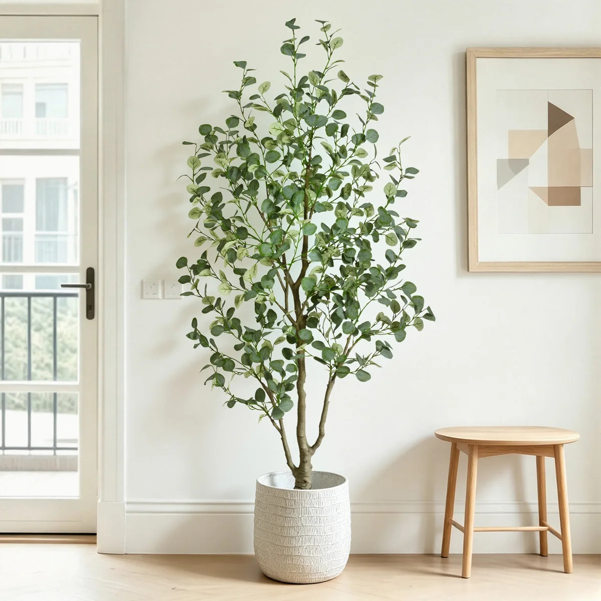 6FT  Artificial Eucalyptus Tree, Multi-Trunk Faux Floor Plant with Black Plastic Pot, Realistic F... | Wayfair North America