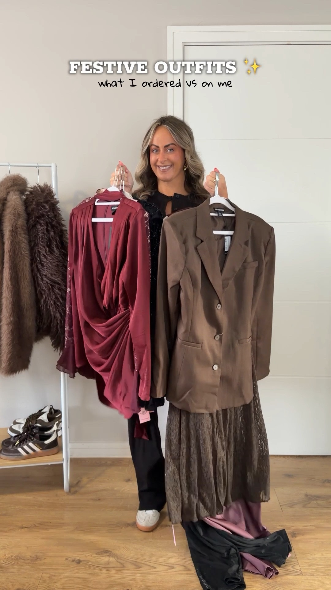 Partywear outfits that don’t involve sequins! Festive fits don’t have to sparkle to stand out ✨ 

I’m a UK SIZE 10, 5ft4 and I’m wearing the following size;
Brown blazer - size 12
Brown skirt - size 10
Black lace top - size 12
Black faux leather trousers - size 12 (come up small)
Burgundy satin dress - size 10 
Black lace jumpsuit - size 10
Burgundy lace dress - size 10 
Purple one shoulder dress - size 10
Black Playsuit - size 10

My outfit at the start is also linked 
Top - size medium
Trousers - size small
My accessories are all old so I’ve linked similar for you 🫶🏼

Party wear, Christmas party outfit, burgundy, lace skirt, chocolate brown, dresses, jumpsuit, blazer, night out, chic party outfits

#LTKfestive #LTKdatenight #LTKpartywear