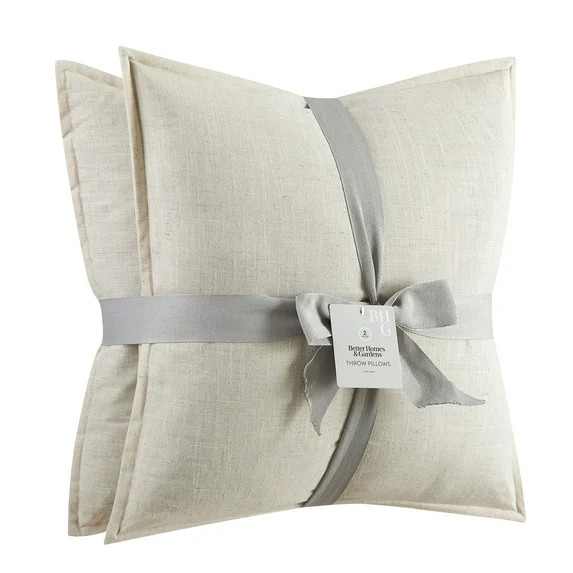 Better Homes & Gardens 20"x20" 2-Pack Linen Decorative Pillows, Papyrus Beige | Walmart (US)