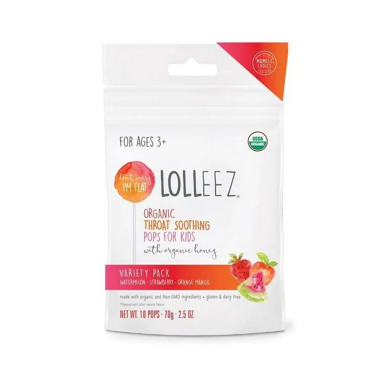 Lolleez Organic Throat Soothing Pops for Kids, Variety Pack, 10ct - Walmart.com | Walmart (US)