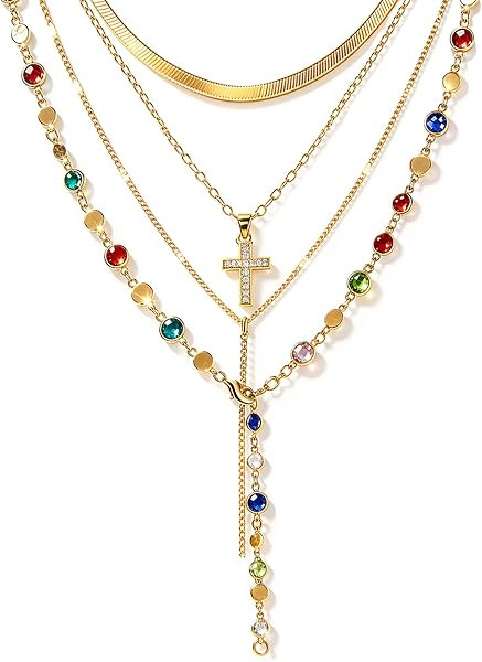 4PCS 14k Gold Plated Cross Necklaces for Women | Amazon (US)