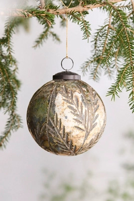 Aged Silver Fir Glass Globe Ornament | Anthropologie (US)