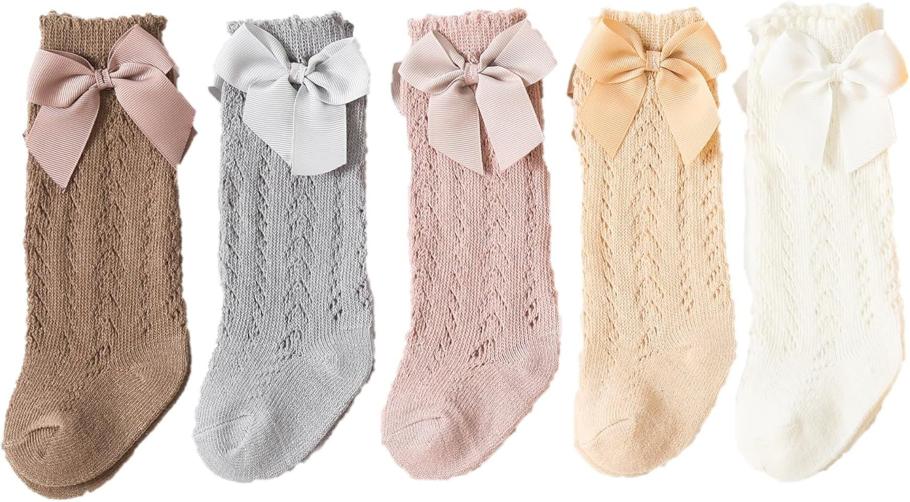 Baby Girls Knee High Socks Toddler Bow Mesh Long Stockings Infants Thin Socks For Spring Summer | Amazon (US)