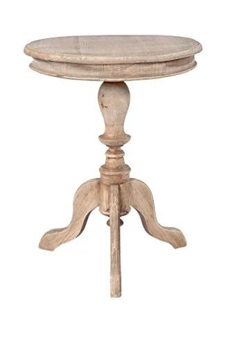 Ford Round Solid Wood Pedestal Side Table by East at Main - Natural Mindi Wood Rustic Accent Tabl... | Walmart (US)