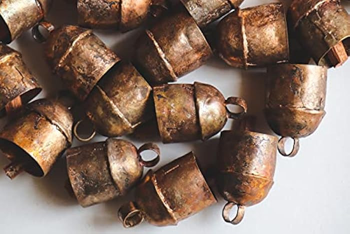 Handmade Vintage Indian Tin Bells Rustic Chime with Wood Striker Tin Cow Bells for Crafts Anniversar | Amazon (US)