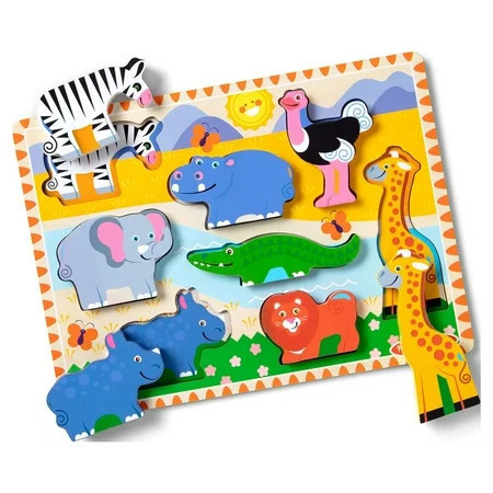Melissa & Doug Safari Wooden Chunky Puzzle With Wild Animal Theme (8 Pcs) - FSC Certified | Walmart (US)