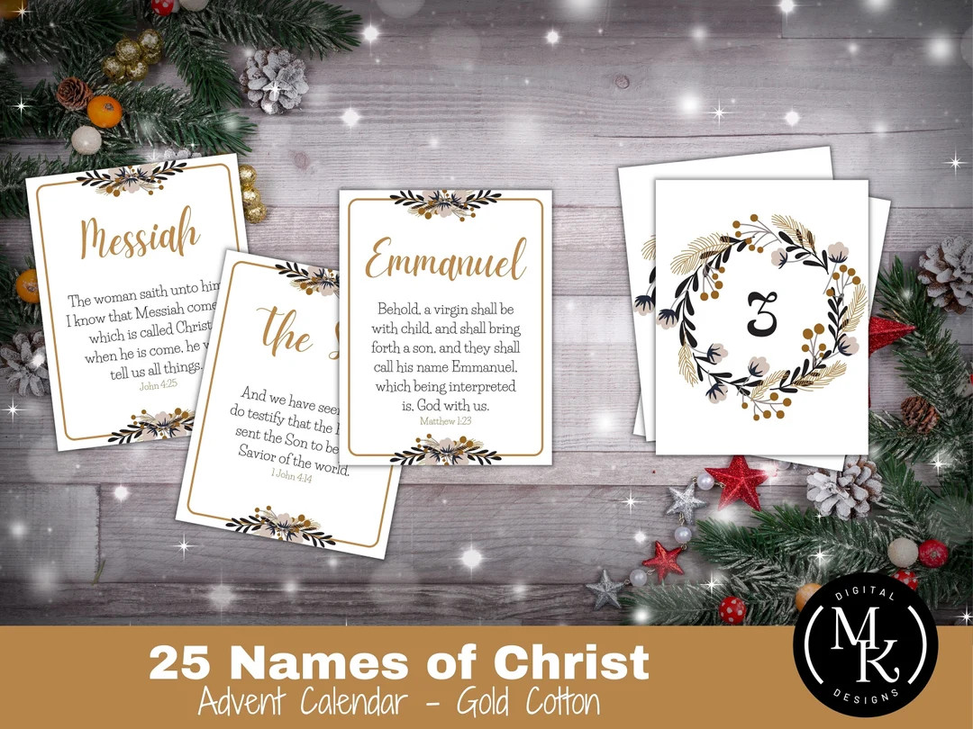 25 Names of Christ Advent Calendar Gold Cotton Set - Etsy | Etsy (US)