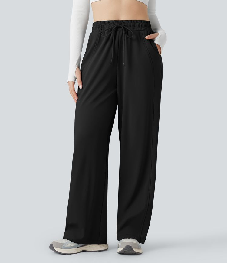 Women’s High Waisted Drawstring Straight Leg Yoga Pants with Pockets - Halara | HALARA