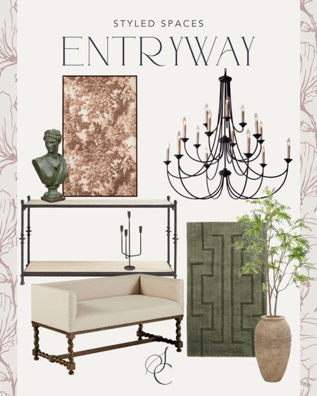 Modern gothic traditional entryway decor!

console table, entryway bench, black large chandelier, rug, faux tree, planter

#LTKsalealert #LTKstyletip #LTKhome