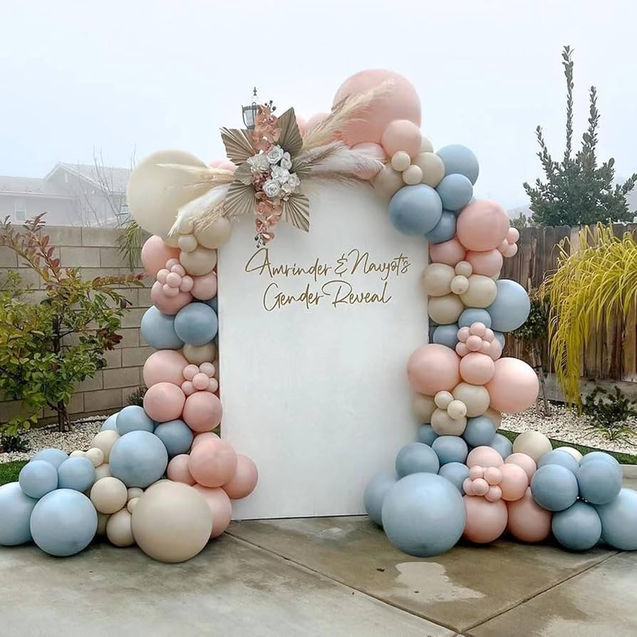 Zesliwy Gender Reveal Balloons Garland Kit,Dusty Pink and Dusty Blue Sand White Balloons for Gend... | Amazon (US)