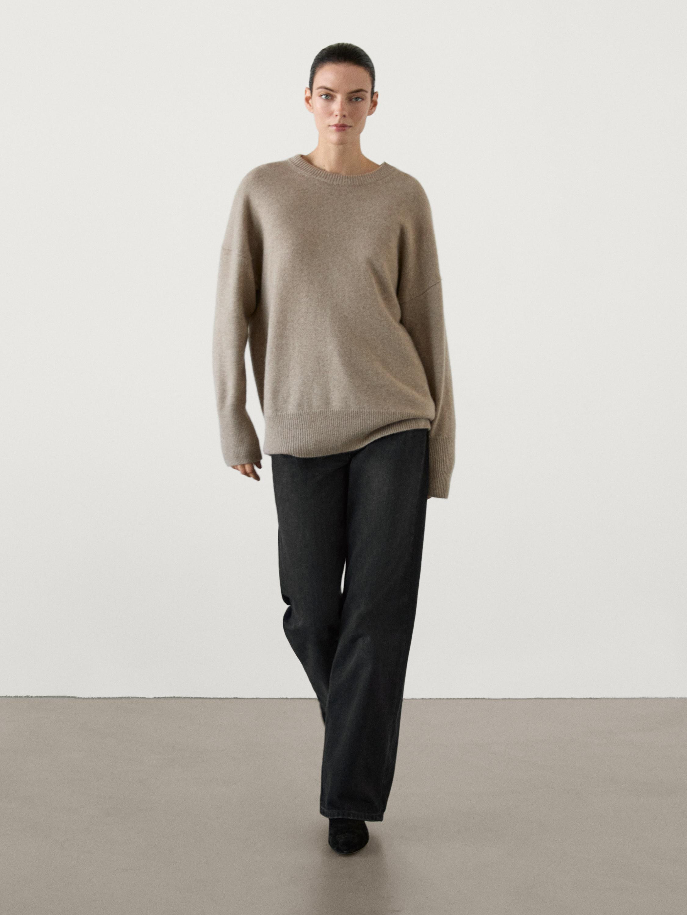 100% cashmere oversize knit sweater | Massimo Dutti US