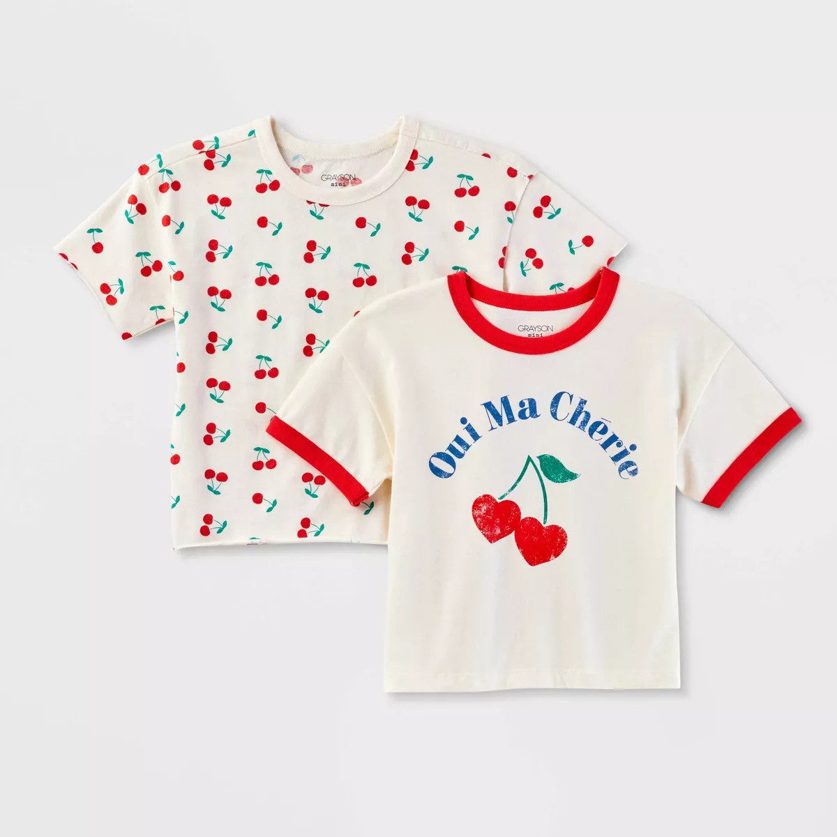 Grayson Mini Toddler Girls' 2pk Cherry Shirt - Dark Red | Target
