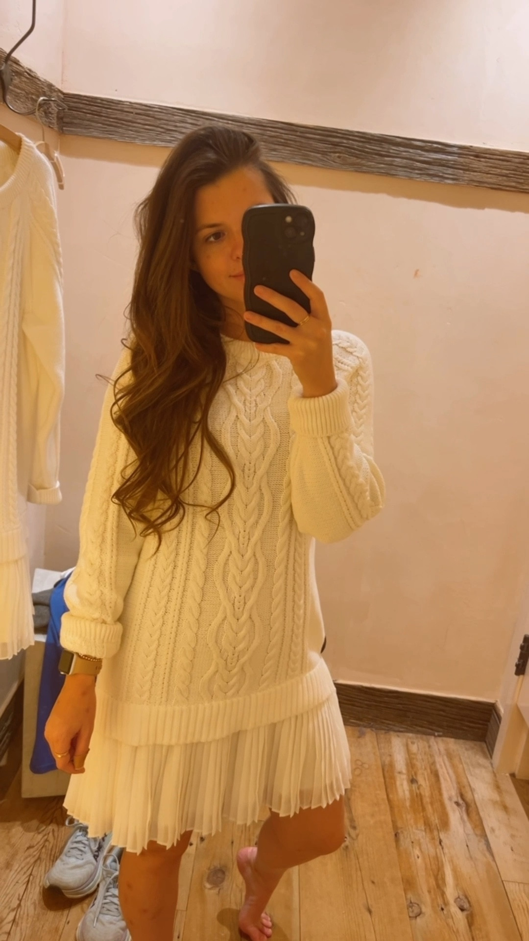 // cable knit sweater dress // Anthropologie outfit // winter whites // cute dress for boots // two material dress // 

#LTKgrwm #LTKootd #LTKHoliday