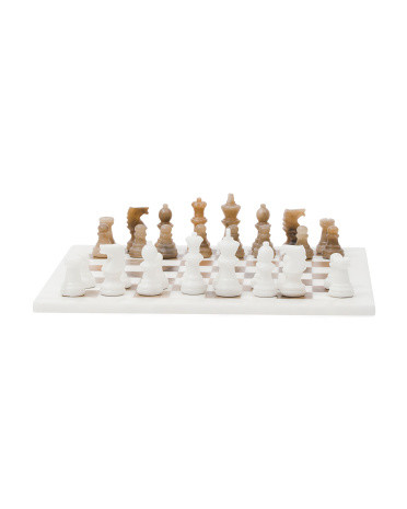 Handcrafted Alabaster Chess Game Set | TJ Maxx