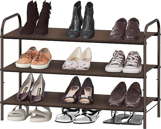 Simple Houseware 3-Tier Shoe Rack Storage Organizer, Bronze | Amazon (US)