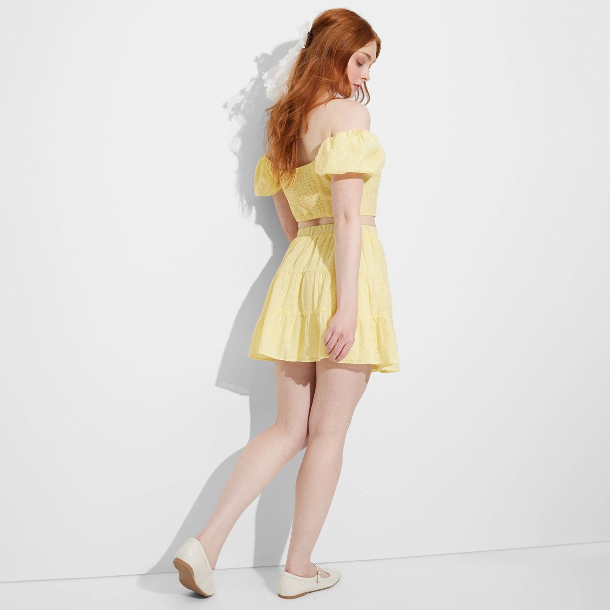 Women's Tiered Eyelet Mini Skirt - Wild Fable™ Yellow XL | Target