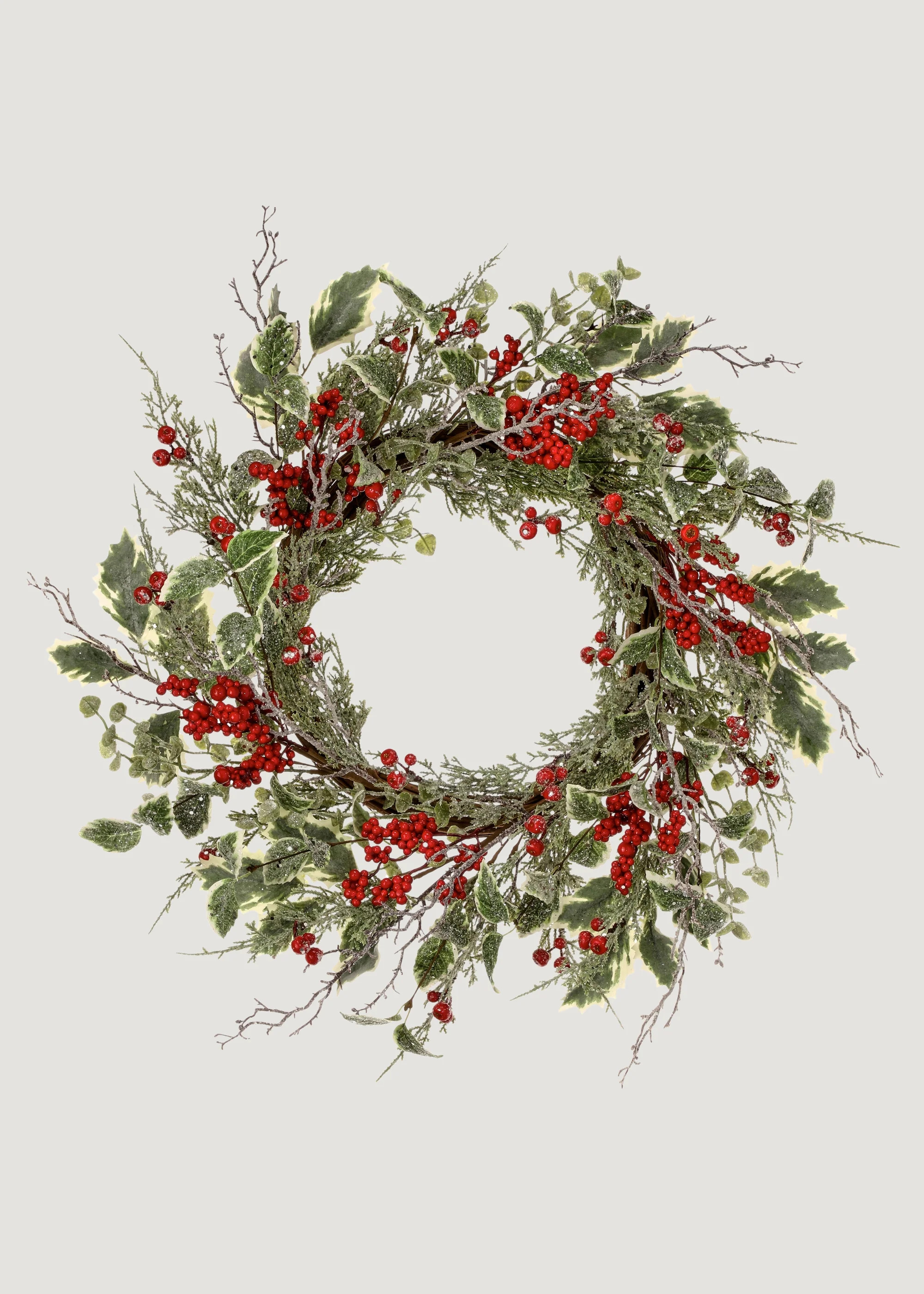Frosted Holly and Berry Wreath | Artificial Holiday Wreaths | Afloral | Afloral