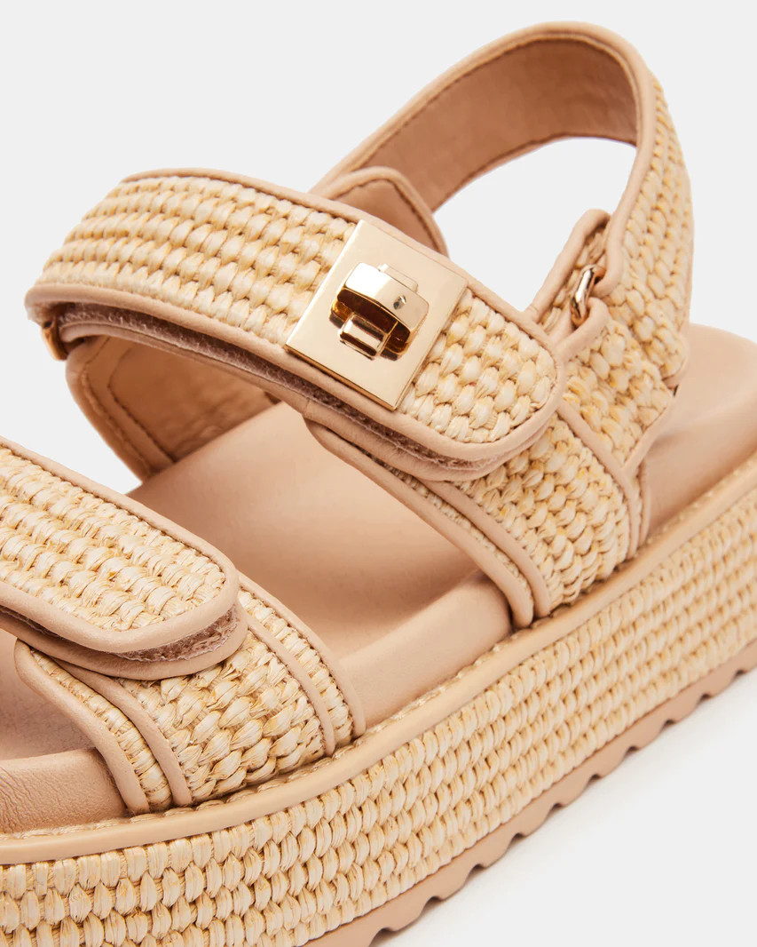 BIGMONA Natural Raffia Leather Women's Platform Sandal | Steve Madden (US)