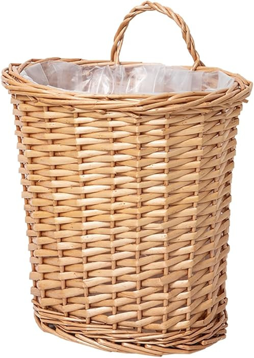 Wall Hanging Basket, Woven Wicker Plant Basket for Door Porch Garden Farmhouse Kitchen | Amazon (US)