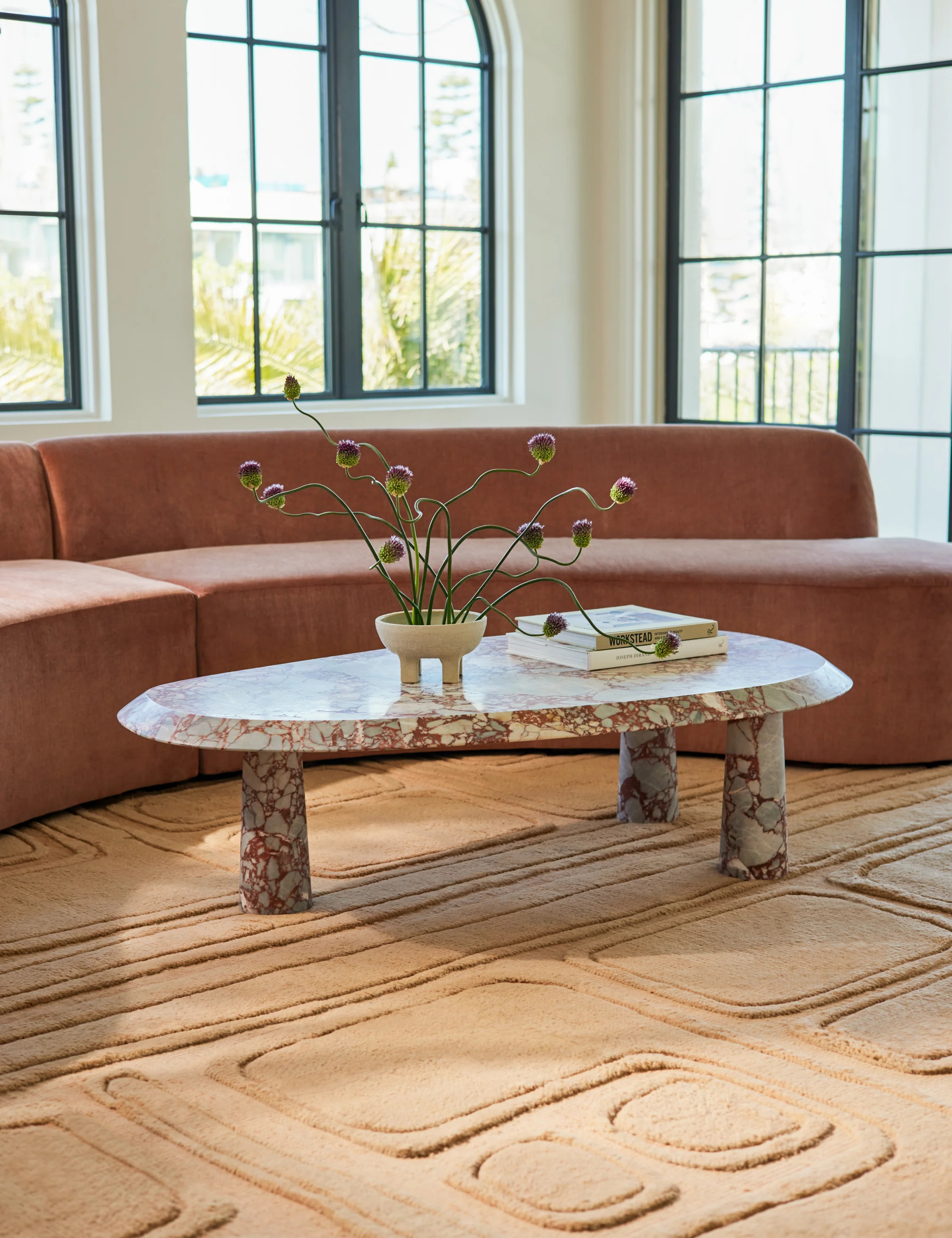 Rodolfo Marble Coffee Table, Red Marble | Lulu and Georgia 