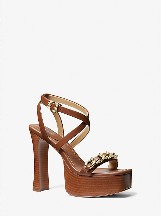Paola Chain Embellished Leather Platform Sandal | Michael Kors US