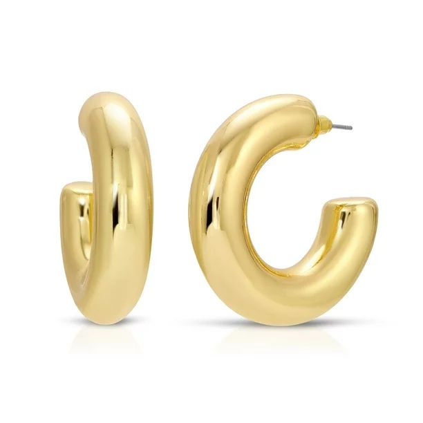 Michelle Campbell Jewelry Women's Small Tube Hoop Earrings, Brass with 14k Yellow Gold overlay | Walmart (US)