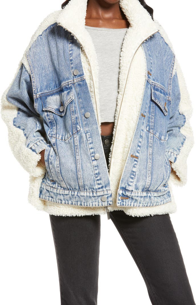 Faux Shearling & Denim Trucker Jacket | Nordstrom