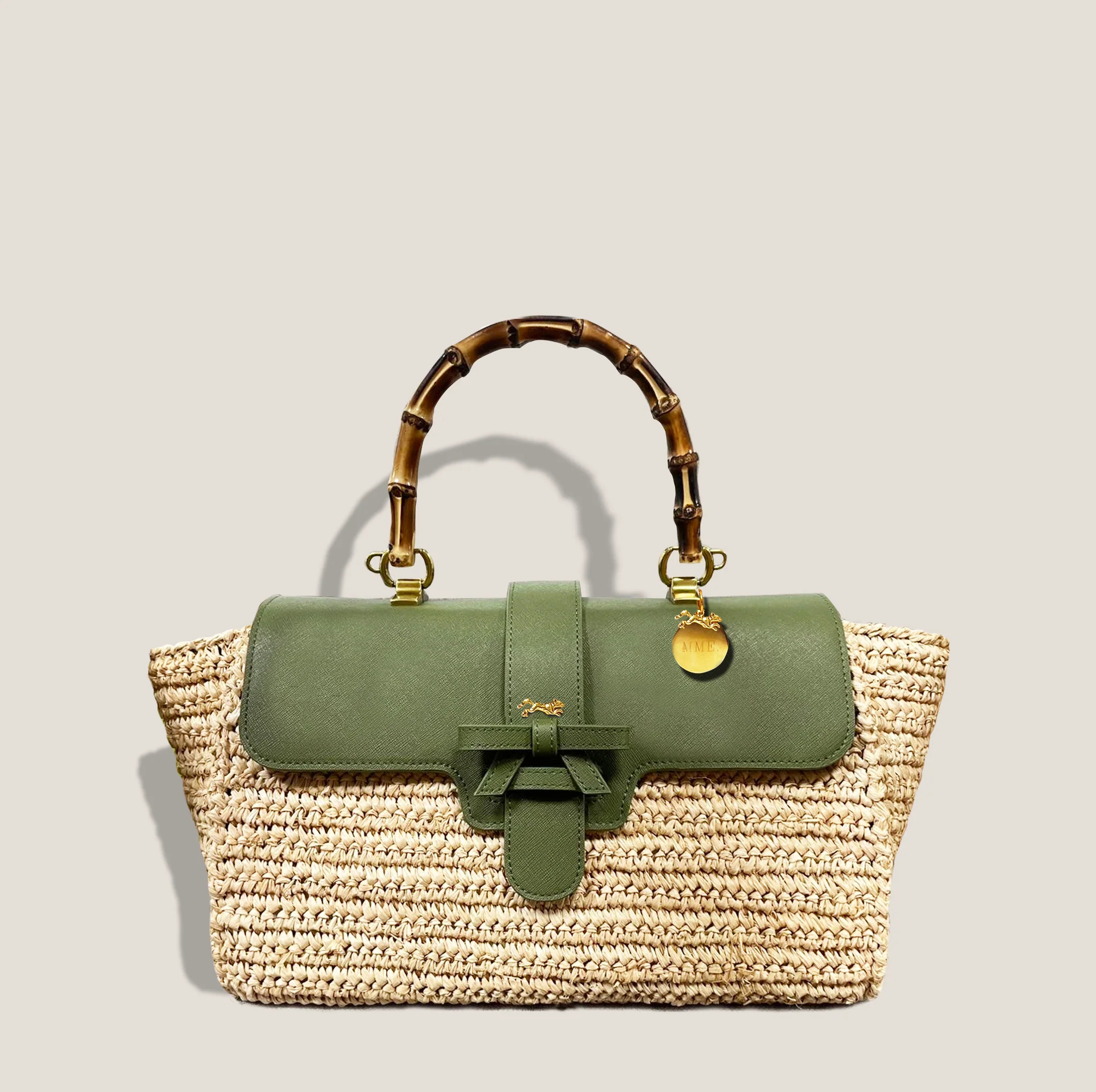 WOVEN MISS ONASSIS BAG - MOSS | MME.MINK