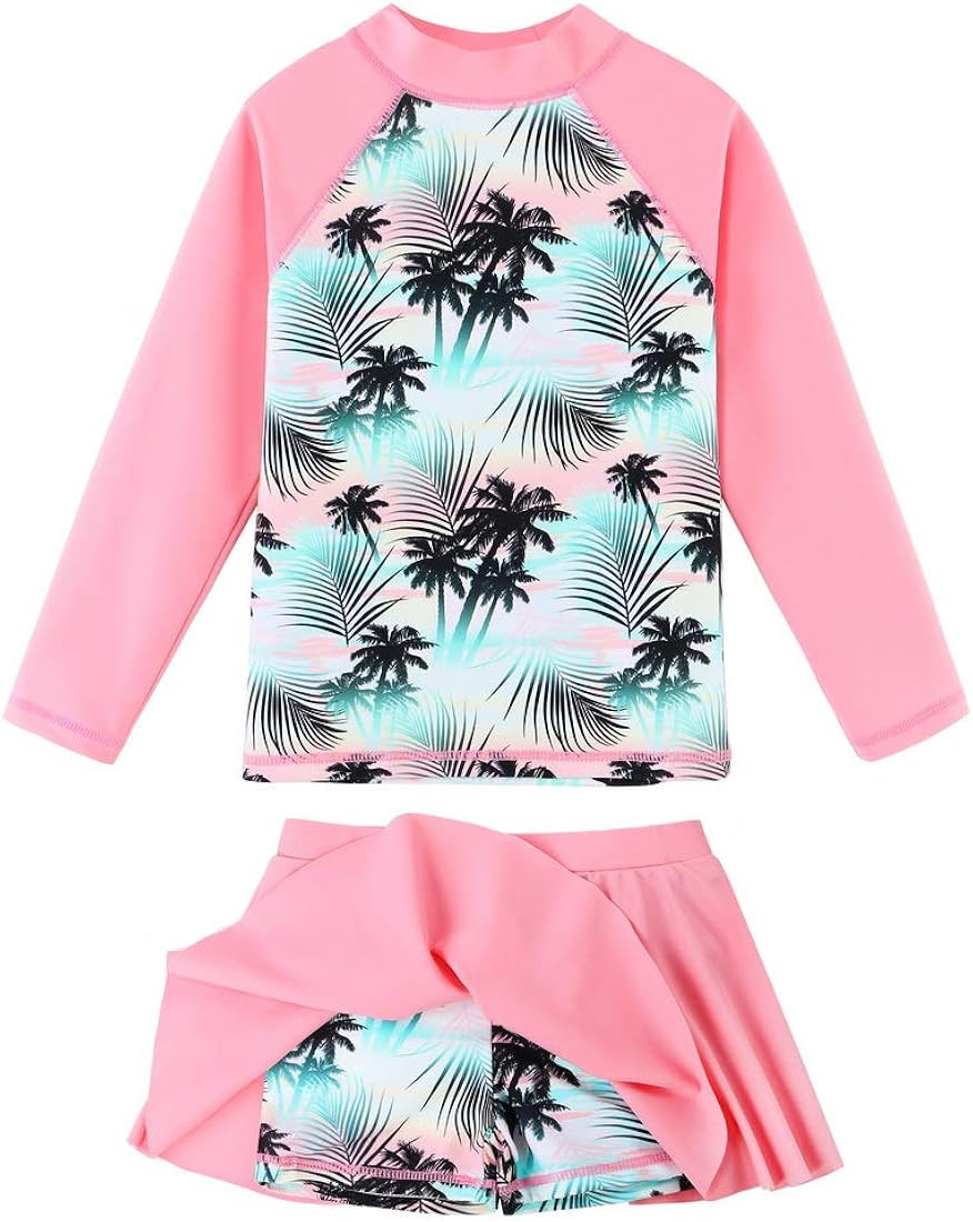BAOHULU Girl's Two-Piece Long Sleeve Swimsuits UPF50+ Rash Guard Kids Bathing Suit | Amazon (US)