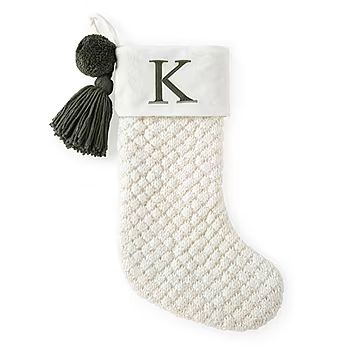 North Pole Trading Co. Ivory Knit Monogram Christmas Stocking | JCPenney