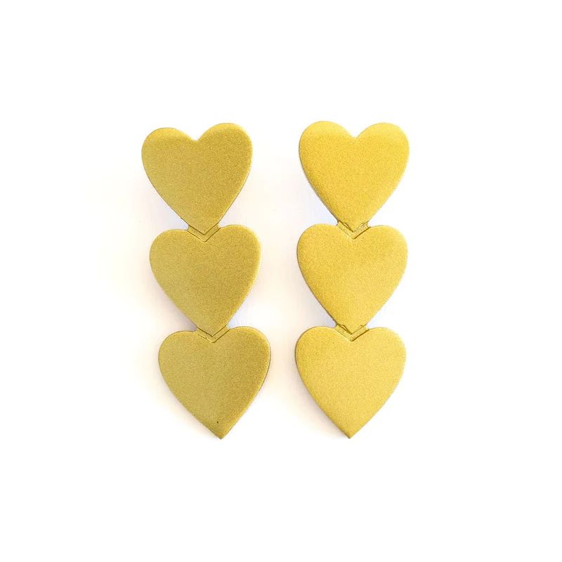 Gold Metallic Heart Earrings | Sunshine Tienda