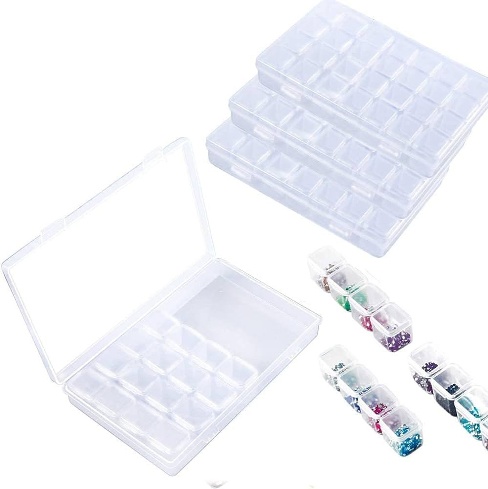 Diamond Embroidery Box, FOME 3 Pack Clear Diamond Painting Storage Box Containers Each with 28 Mi... | Amazon (US)