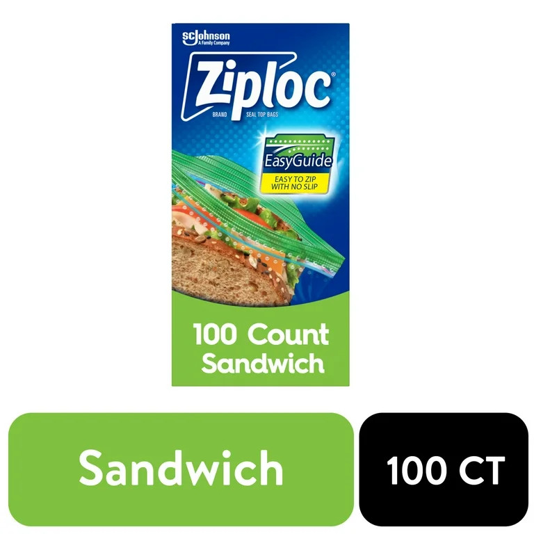 Ziploc Sandwich Bags, with EasyGuide 100 Count | Walmart (US)