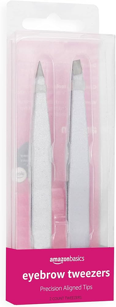 Amazon Basics Eyebrow Tweezers - Stainless Steel, 2 Pack | Amazon (US)