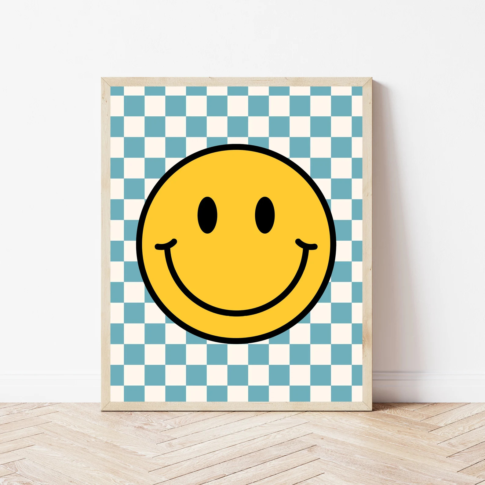 Retro Boys Room Wall Art Digital, Playroom Decor, Blue Nursery Groovy, Smiley Sign Download, Mode... | Etsy (US)