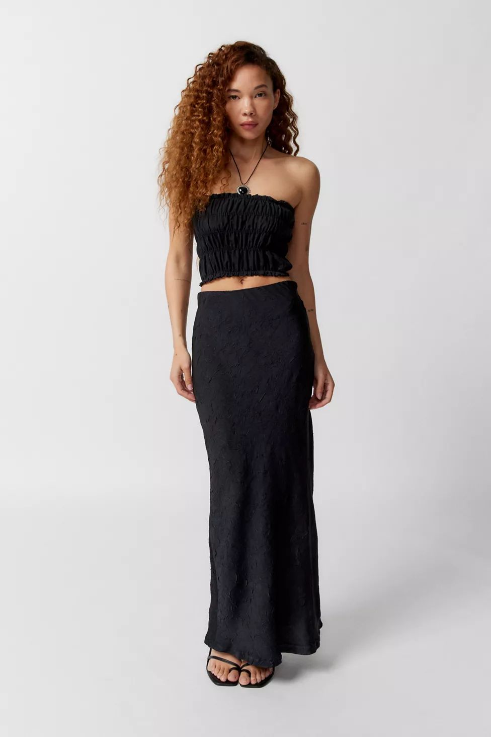 UO Winona Crinkle Satin Maxi Skirt | Urban Outfitters (US and RoW)