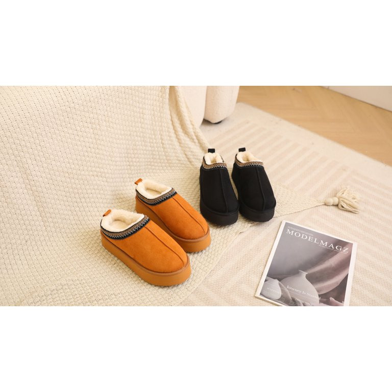 Vonmay Women's Cozy Platform Slippers, Warm Faux Fleece-Lined Indoor Outdoor Slippers with Anti-S... | Walmart (US)