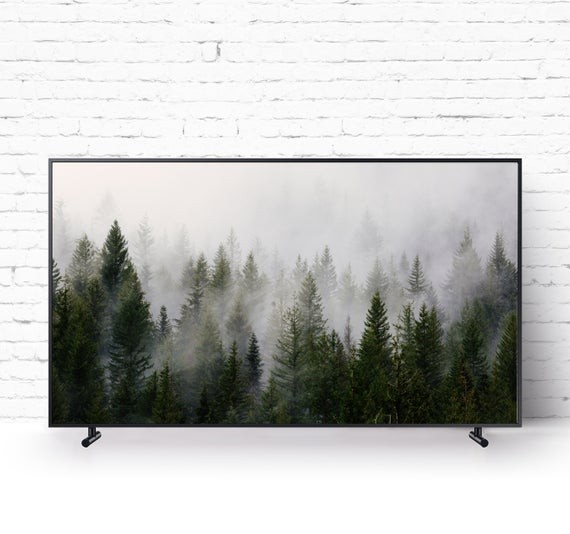 Samsung Frame TV Art. Instant Download. Evergreen Trees. Winter Art Print. Art Print for Digital ... | Etsy (US)