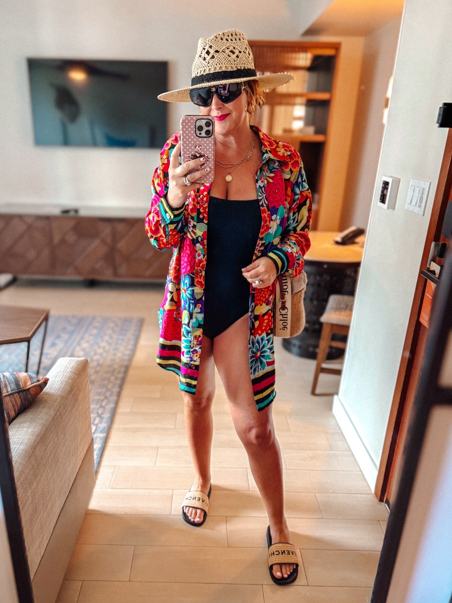 Swim look for our last day in Hawaii 🌈🌺 love that this VICI button down shirt dress can double as a swim coverup! 

#LTKSwim #LTKShoeCrush