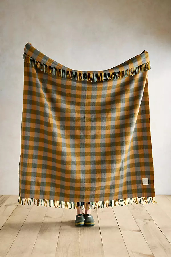 Sage Gingham Recycled Wool Throw | Anthropologie (US)