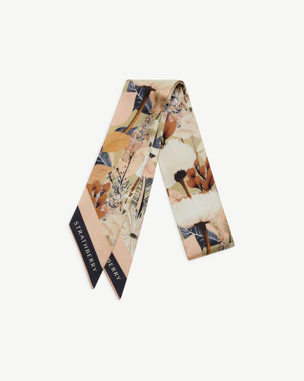 Strathberry - Silk Skinny Scarf - Neutrals | Strathberry